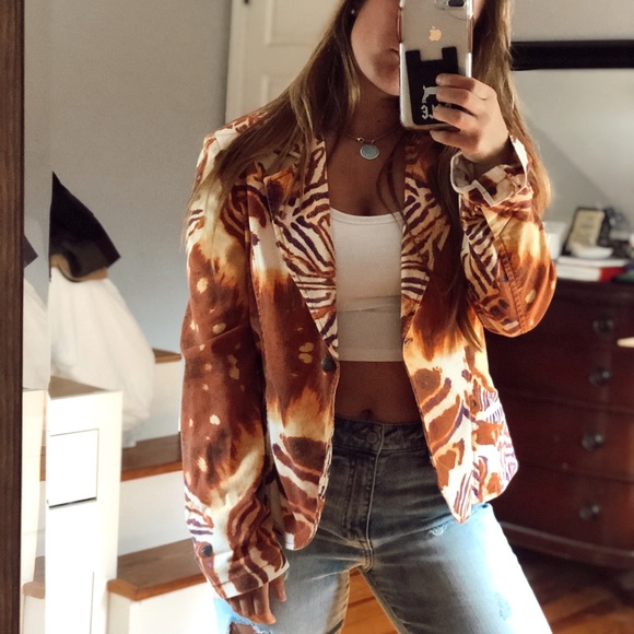 tiger print denim jacket